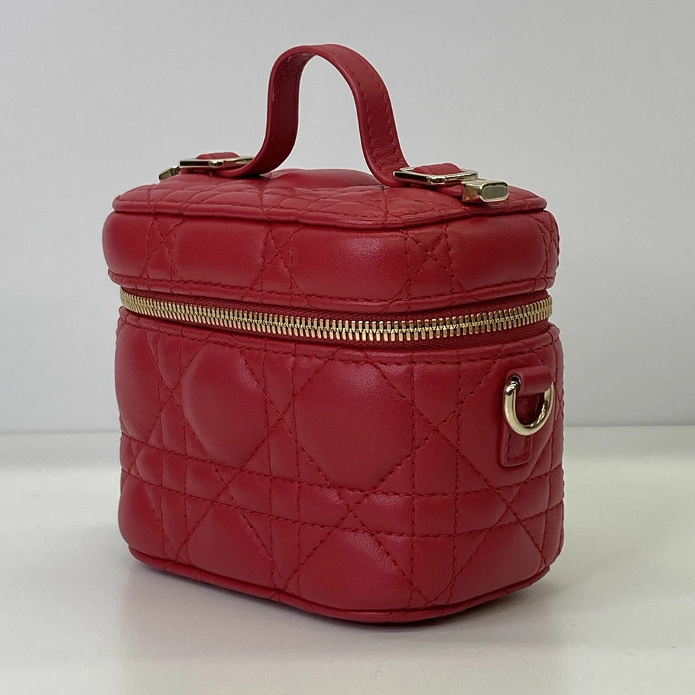 Dior Red Leather Bag Vanity Lady